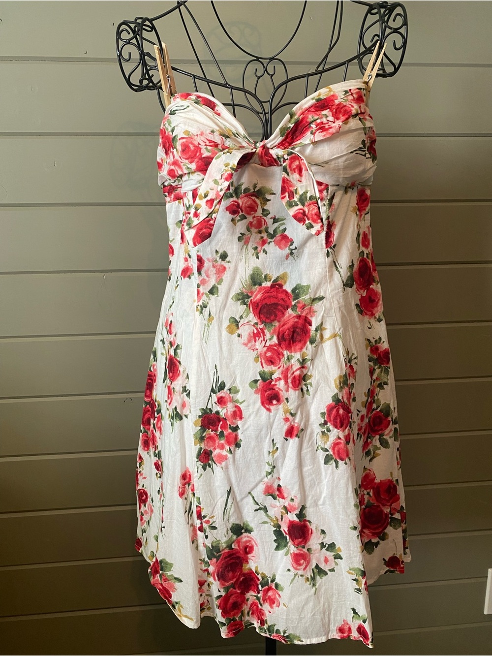 Forever 21 White Mini Dress with Red Rose Print